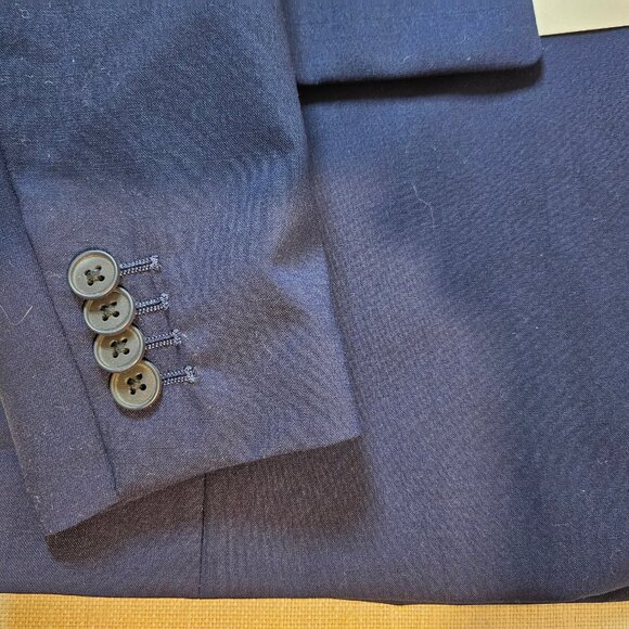 ZARA Boy's Navy Blue 2-Button Tailored Suit Jacket - Size 13-14 - Picture 4 of 11